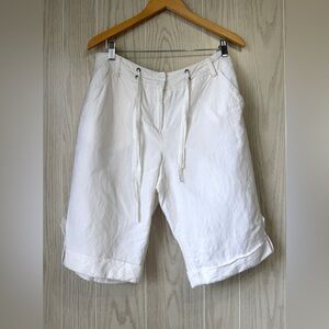 Larry Levine White Linen Blend Bermuda Shorts – Size 14 – EUC